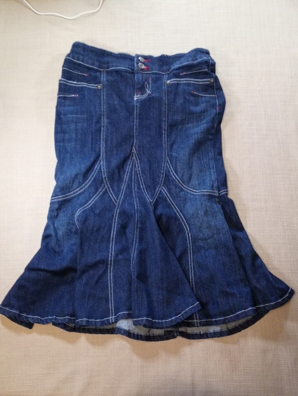 Candie's Dark Blue Denim A-Line Flared Skirt